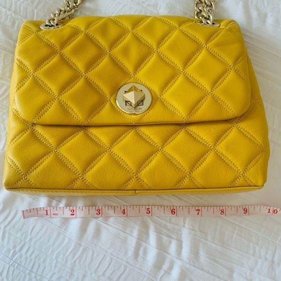 Kate Spade Mustard Yellow Quilted Natalia Chain Bag - Picture 11 of 15